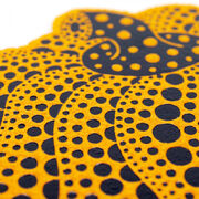 Yayoi Kusama Dancing pumpkin yellow & black postcard - close up